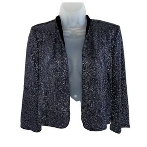 SD Collection Women's Black Shimmer Metallic Glitter Blazer Unstructured Size 8